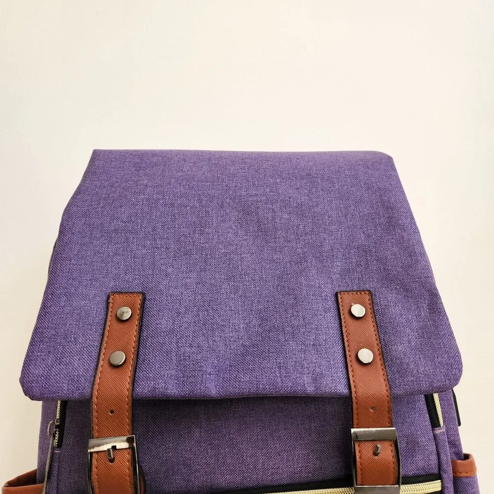 UGrace Backpack Laptop Travel ~ USB Charging Port Purple Canvas Water Resistant.